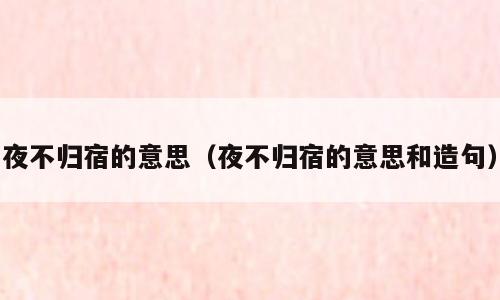 夜不归宿的意思（夜不归宿的意思和造句）