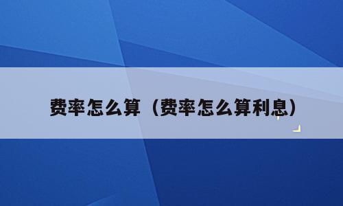 费率怎么算（费率怎么算利息）