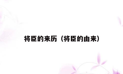 将臣的来历（将臣的由来）