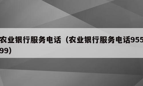 农业银行服务电话（农业银行服务电话95599）