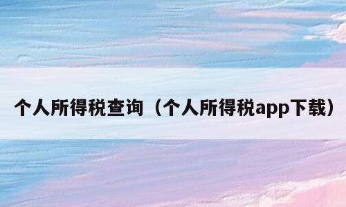 个人所得税查询（个人所得税app下载）