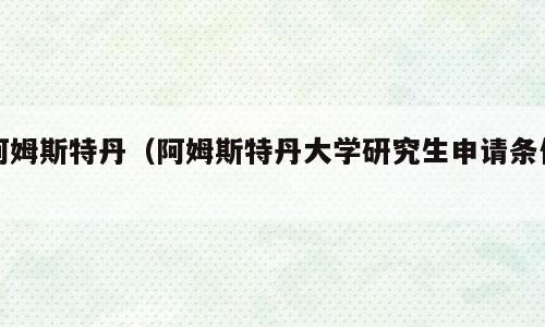 阿姆斯特丹（阿姆斯特丹大学研究生申请条件）