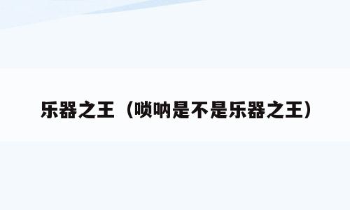 乐器之王（唢呐是不是乐器之王）