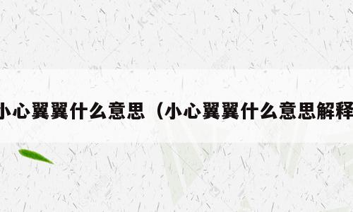 小心翼翼什么意思（小心翼翼什么意思解释）