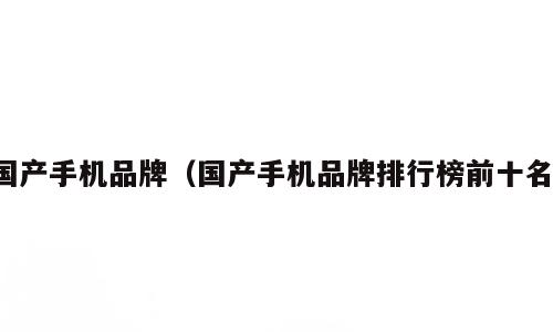 国产手机品牌（国产手机品牌排行榜前十名）