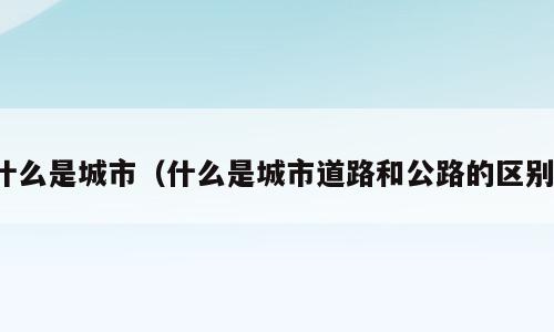 什么是城市（什么是城市道路和公路的区别）