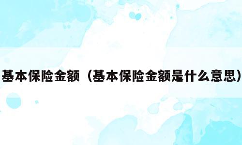 基本保险金额（基本保险金额是什么意思）