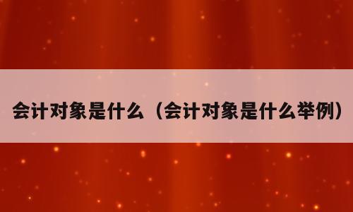 会计对象是什么（会计对象是什么举例）