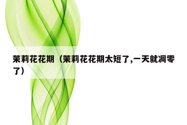茉莉花花期（茉莉花花期太短了,一天就凋零了）