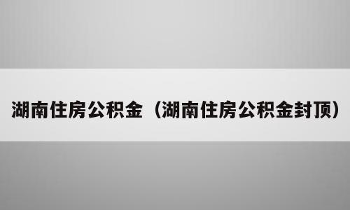 湖南住房公积金（湖南住房公积金封顶）