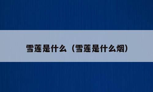 雪莲是什么（雪莲是什么烟）
