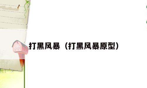 打黑风暴（打黑风暴原型）