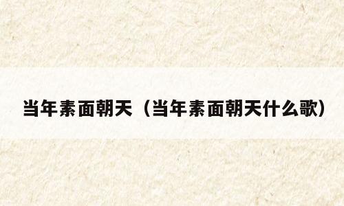 当年素面朝天（当年素面朝天什么歌）