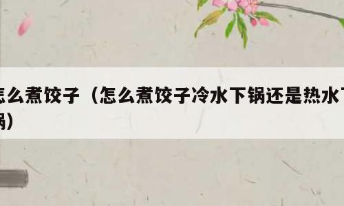 怎么煮饺子（怎么煮饺子冷水下锅还是热水下锅）