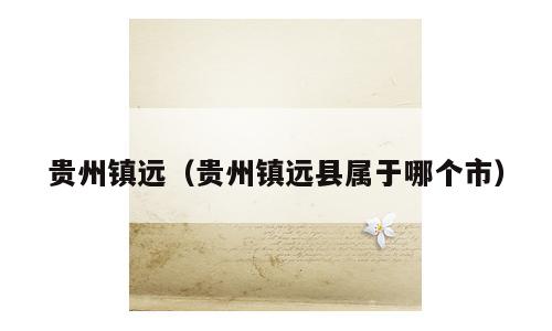 贵州镇远（贵州镇远县属于哪个市）