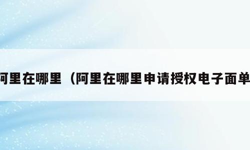 阿里在哪里（阿里在哪里申请授权电子面单）