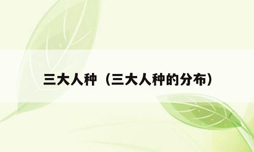 三大人种（三大人种的分布）