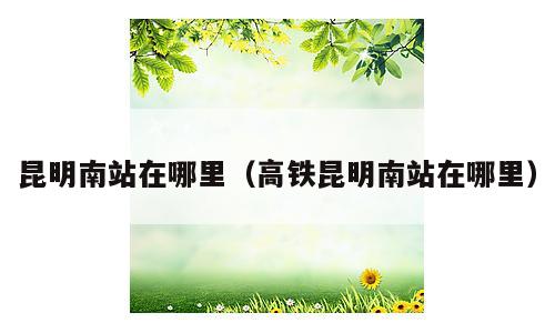 昆明南站在哪里（高铁昆明南站在哪里）