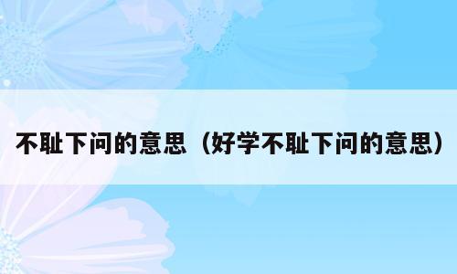 不耻下问的意思（好学不耻下问的意思）