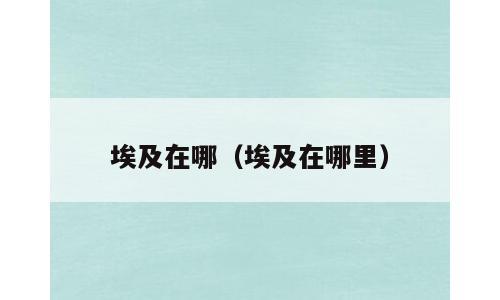 埃及在哪（埃及在哪里）