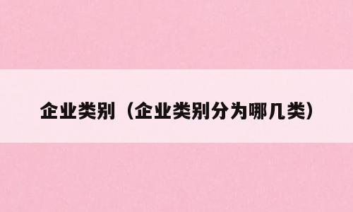企业类别（企业类别分为哪几类）