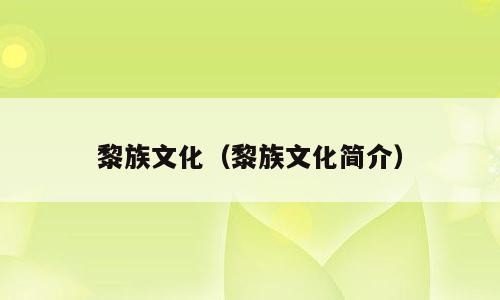 黎族文化（黎族文化简介）