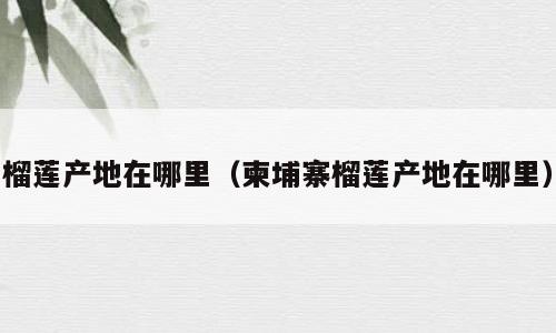 榴莲产地在哪里（柬埔寨榴莲产地在哪里）