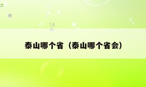 泰山哪个省（泰山哪个省会）