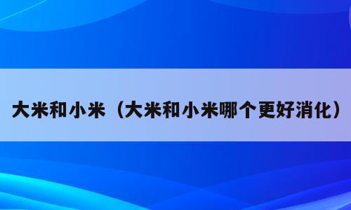 大米和小米（大米和小米哪个更好消化）