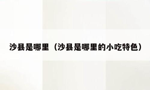 沙县是哪里（沙县是哪里的小吃特色）
