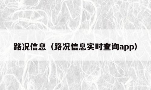 路况信息（路况信息实时查询app）