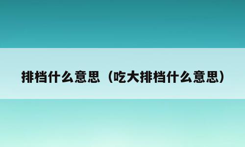 排档什么意思（吃大排档什么意思）