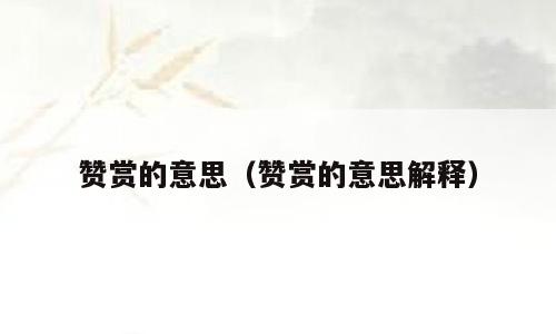 赞赏的意思（赞赏的意思解释）