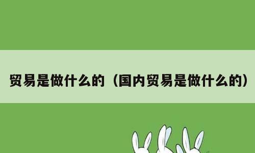 贸易是做什么的（国内贸易是做什么的）