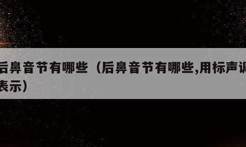 后鼻音节有哪些（后鼻音节有哪些,用标声调表示）