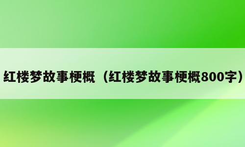红楼梦故事梗概（红楼梦故事梗概800字）