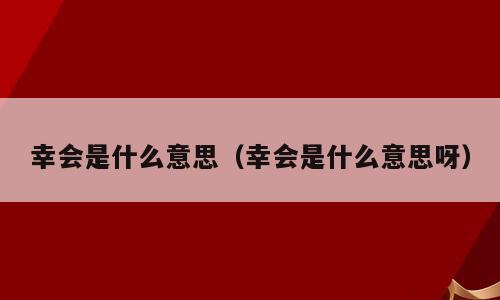 幸会是什么意思（幸会是什么意思呀）