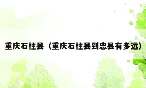重庆石柱县（重庆石柱县到忠县有多远）