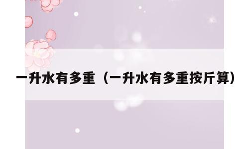 一升水有多重（一升水有多重按斤算）