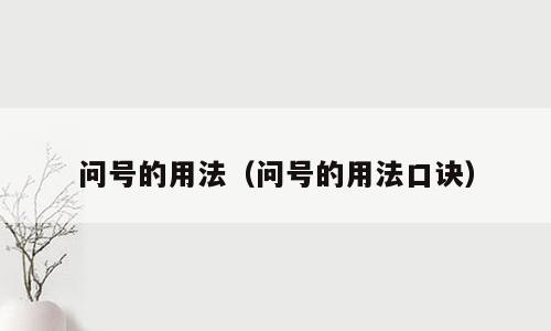 问号的用法（问号的用法口诀）
