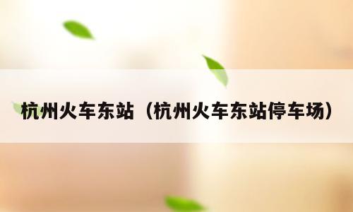 杭州火车东站（杭州火车东站停车场）