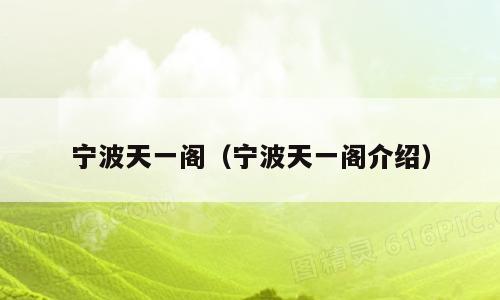 宁波天一阁（宁波天一阁介绍）