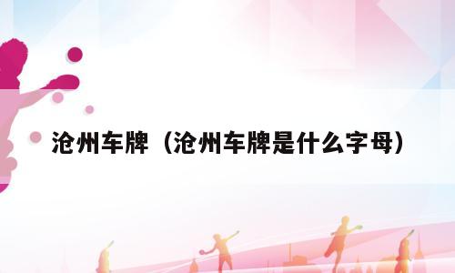 沧州车牌（沧州车牌是什么字母）