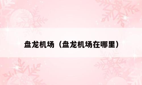 盘龙机场（盘龙机场在哪里）