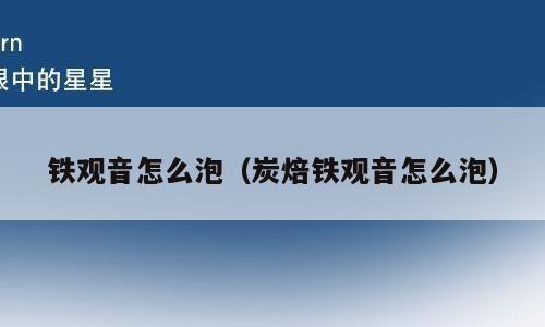 铁观音怎么泡（炭焙铁观音怎么泡）