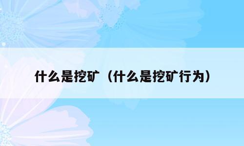 什么是挖矿（什么是挖矿行为）