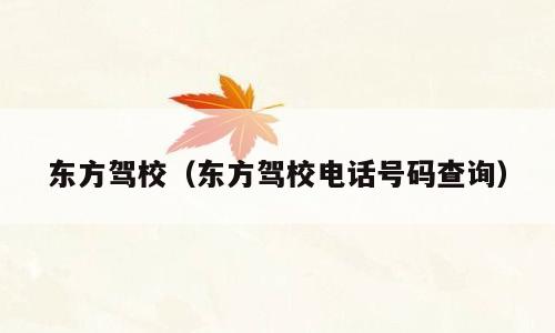 东方驾校（东方驾校电话号码查询）