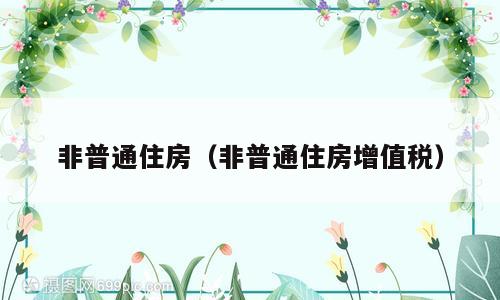 非普通住房（非普通住房增值税）