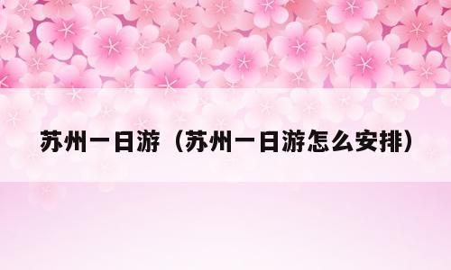 苏州一日游（苏州一日游怎么安排）
