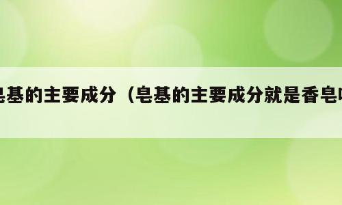 皂基的主要成分（皂基的主要成分就是香皂吗）